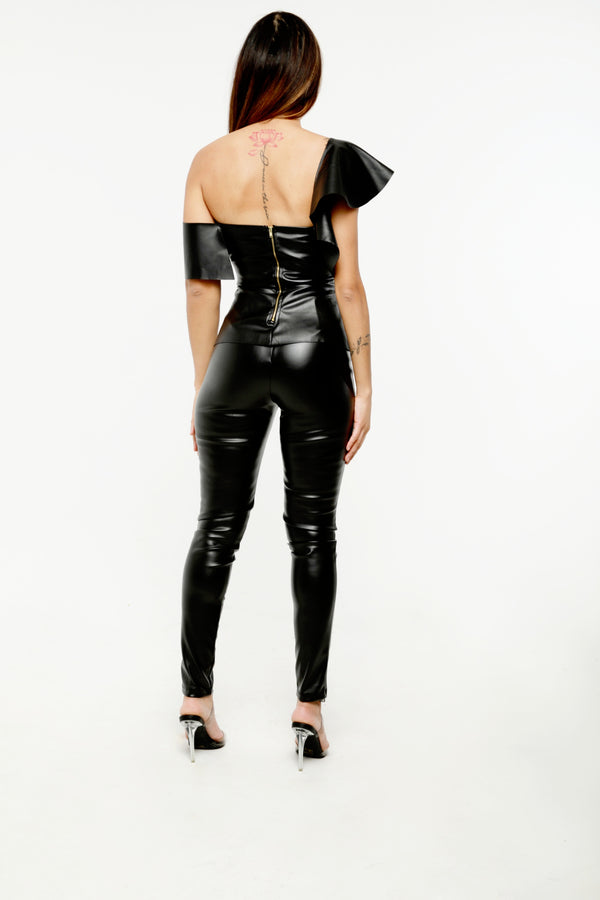 Selena Leather 2pc Set (Black)